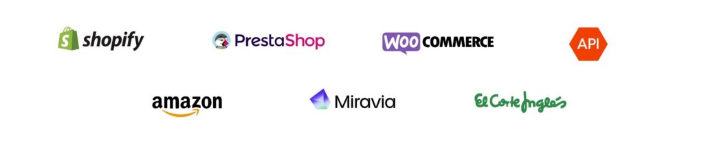 Plataformas - shopify - Prestashop - WooCoomerce - API - amazon - Miravia - El Corte Inglés
